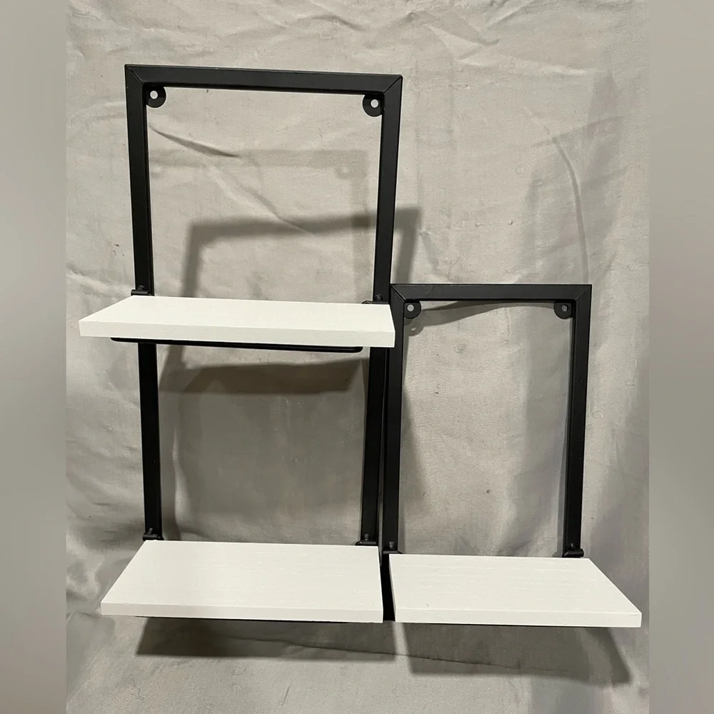 NWT Trueliving 2 Piece Black and White Wall Shelf Set